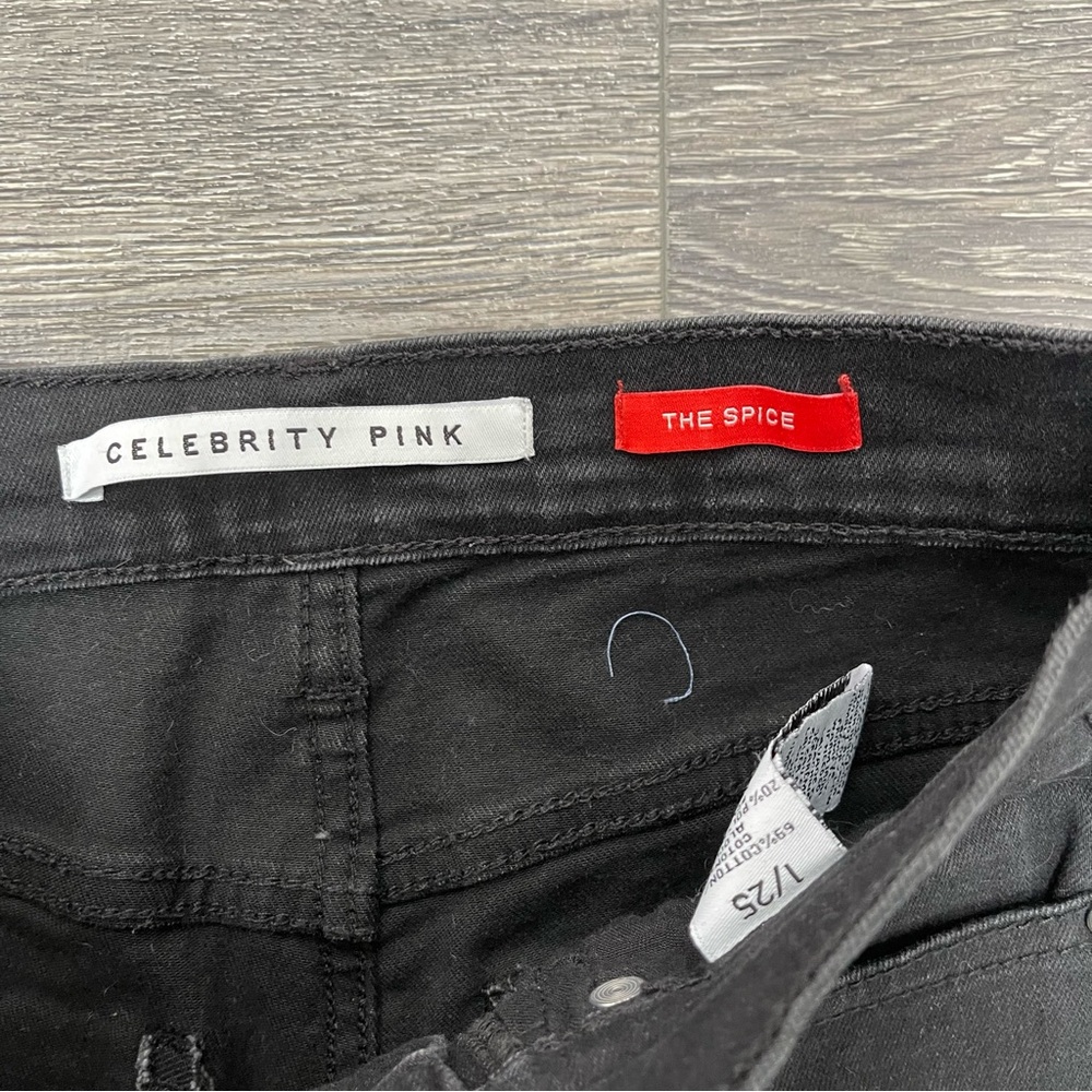 Celebrity Pink Woman's Distressed Black Skinny Jeans Size 25 - Picture 6 of 8